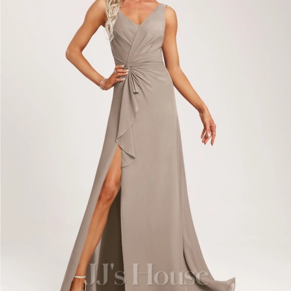 Bridesmaids dress- taupe size 6